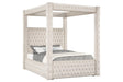 Annabelle Ivory Velvet Queen Canopy Bed by Crown Mark at Eve Furniture