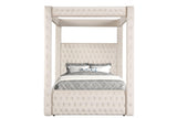 Annabelle Ivory Velvet Queen Canopy Bed by Crown Mark at Eve Furniture
