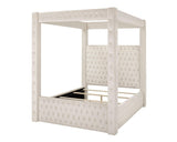 Annabelle Ivory Velvet Queen Canopy Bed by Crown Mark at Eve Furniture