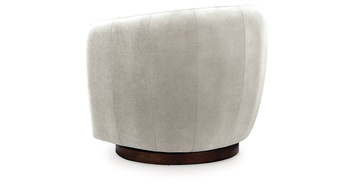 Annbury Light Beige Swivel Accent Chair by Ashley at Eve Furniture