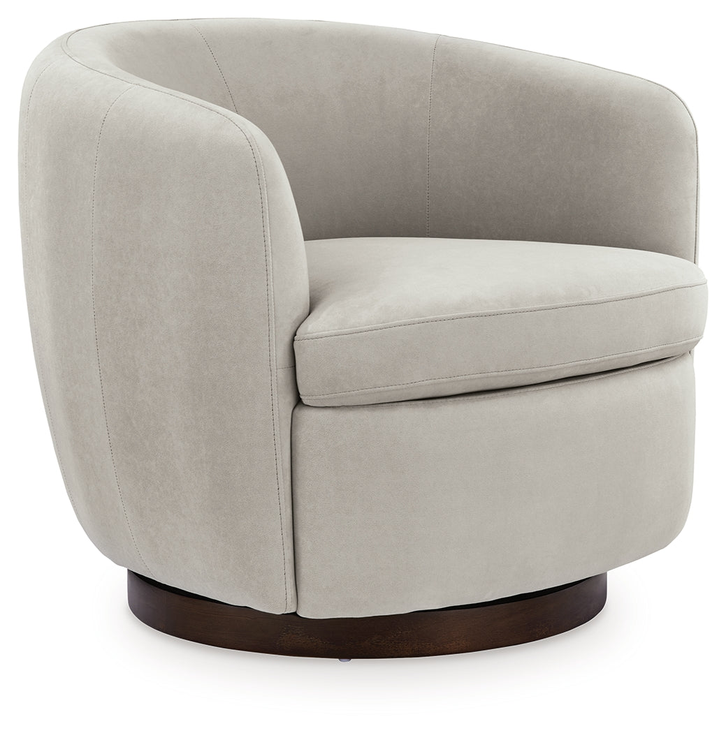 Annbury Light Beige Swivel Accent Chair by Ashley at Eve Furniture