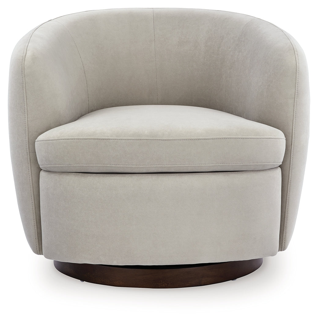Annbury Light Beige Swivel Accent Chair by Ashley at Eve Furniture