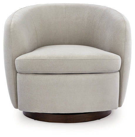 Annbury Light Beige Swivel Accent Chair by Ashley at Eve Furniture