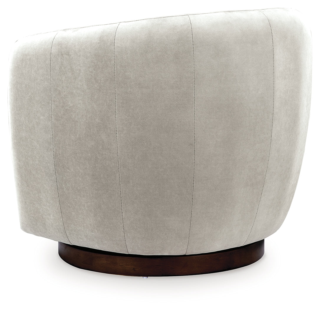 Annbury Light Beige Swivel Accent Chair by Ashley at Eve Furniture