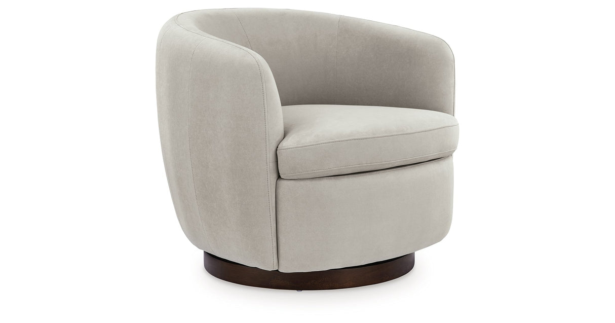 Annbury Light Beige Swivel Accent Chair by Ashley at Eve Furniture