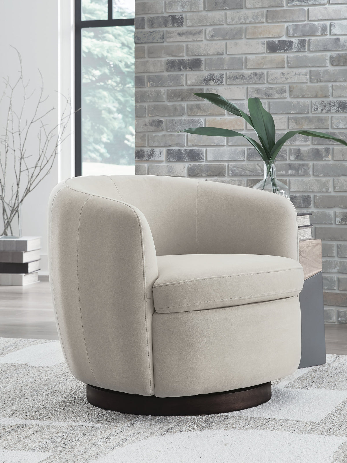 Annbury Light Beige Swivel Accent Chair by Ashley at Eve Furniture