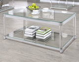 Anne Chrome/Clear Coffee Table with Lower Shelf