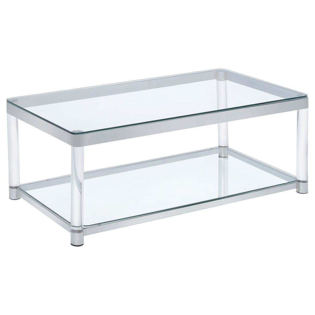 Anne Chrome/Clear Coffee Table with Lower Shelf