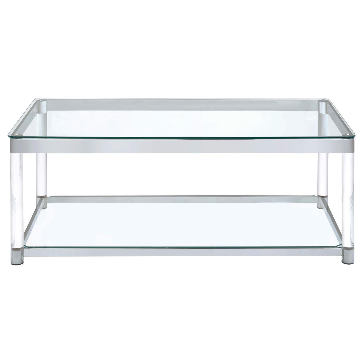 Anne Chrome/Clear Coffee Table with Lower Shelf