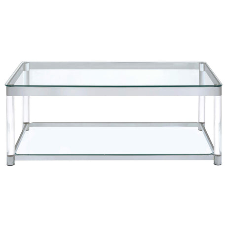 Anne Chrome/Clear Coffee Table with Lower Shelf