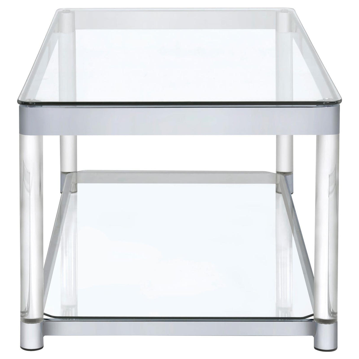 Anne Chrome/Clear Coffee Table with Lower Shelf