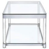 Anne Chrome/Clear Coffee Table with Lower Shelf