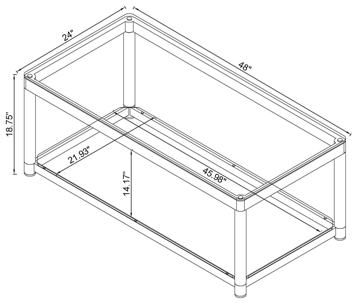 Anne Chrome/Clear Coffee Table with Lower Shelf