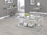 Anne Chrome/Clear Coffee Table with Lower Shelf