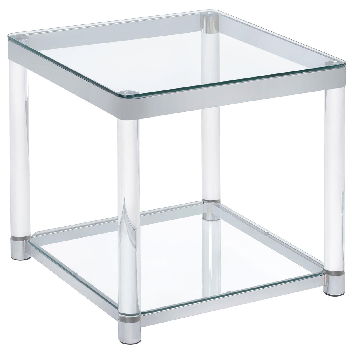 Anne End Table with Lower Shelf Chrome/Clear