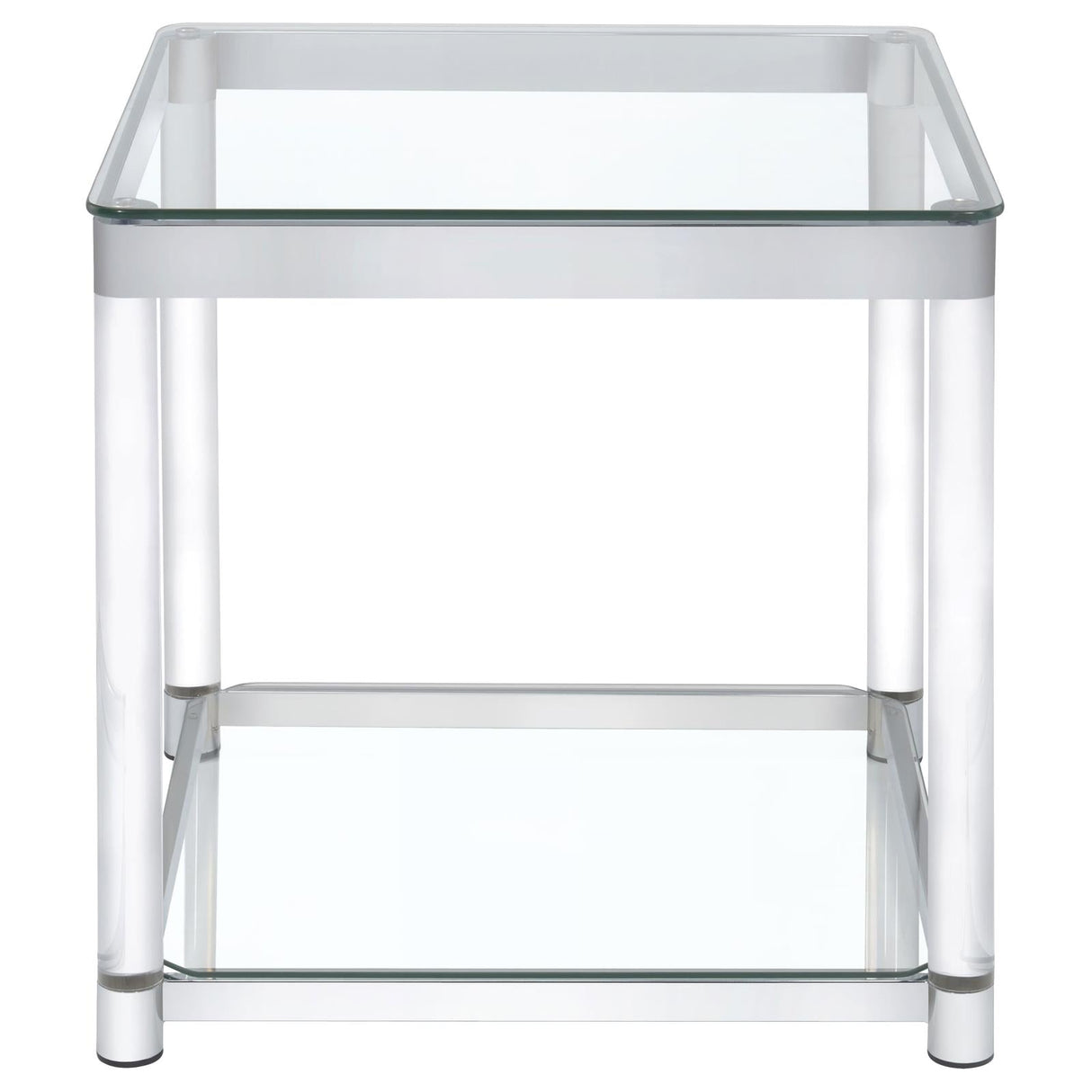 Anne End Table with Lower Shelf Chrome/Clear