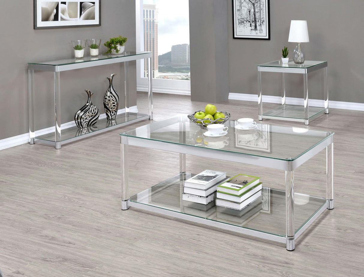 Anne End Table with Lower Shelf Chrome/Clear