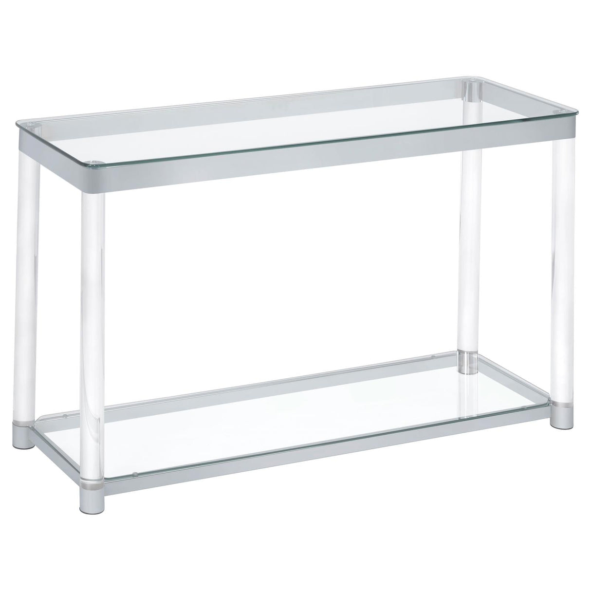 Anne Sofa Table with Lower Shelf Chrome/Clear