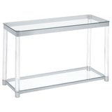 Anne Sofa Table with Lower Shelf Chrome/Clear