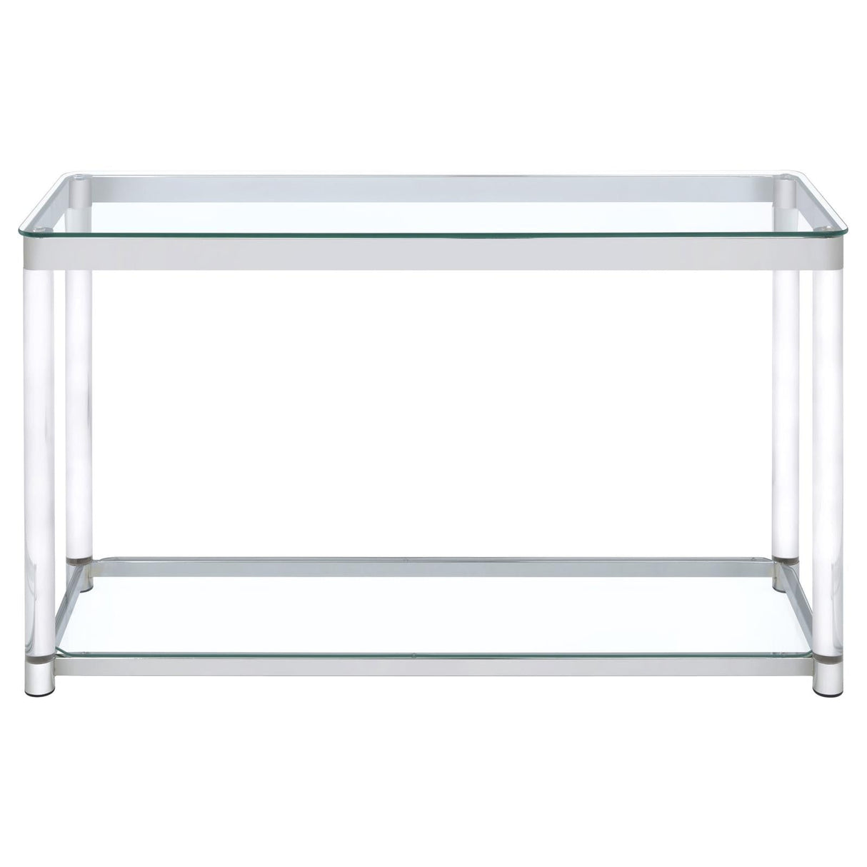 Anne Sofa Table with Lower Shelf Chrome/Clear