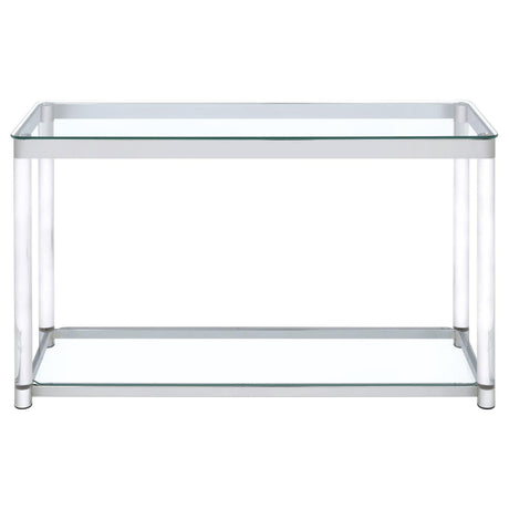 Anne Sofa Table with Lower Shelf Chrome/Clear