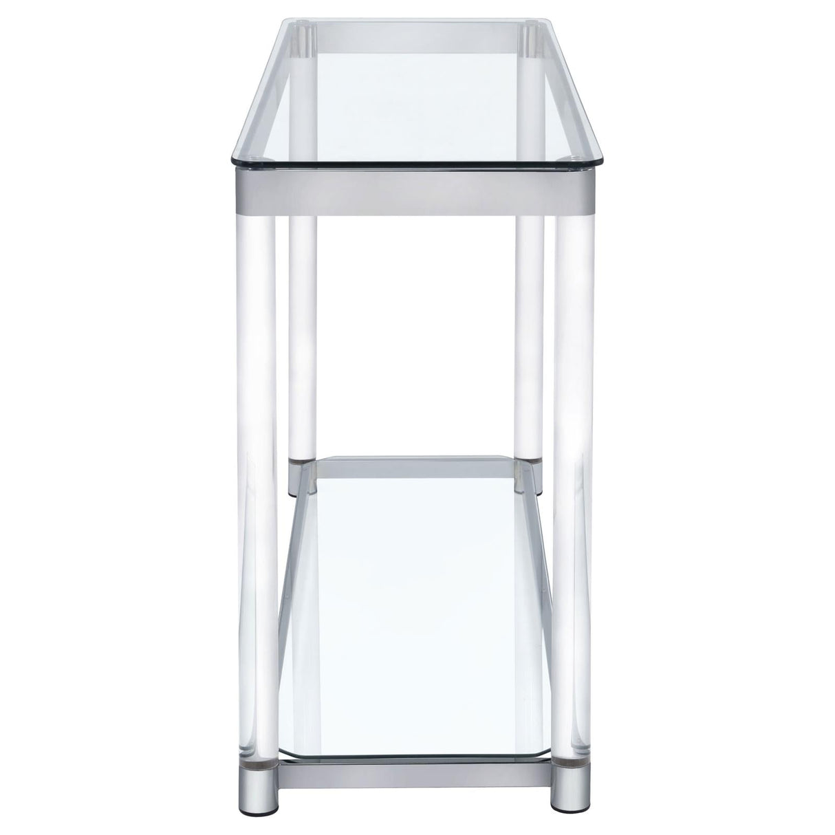 Anne Sofa Table with Lower Shelf Chrome/Clear