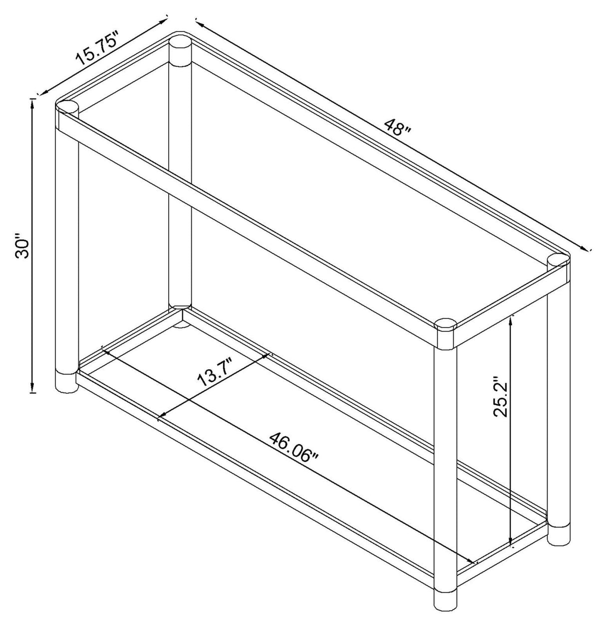 Anne Sofa Table with Lower Shelf Chrome/Clear