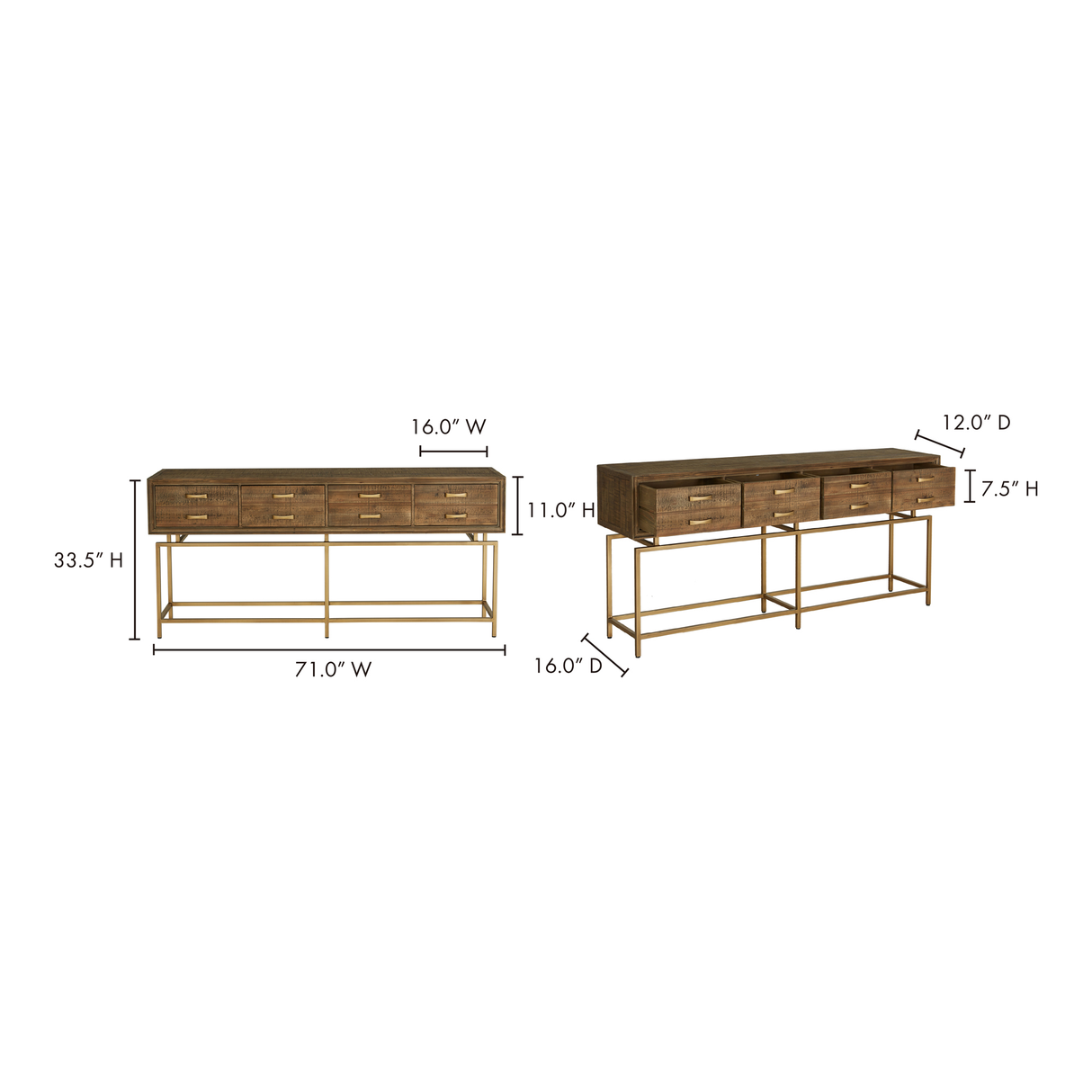 Annecy Natural Console Table by Moe's Home at Eve Furniture