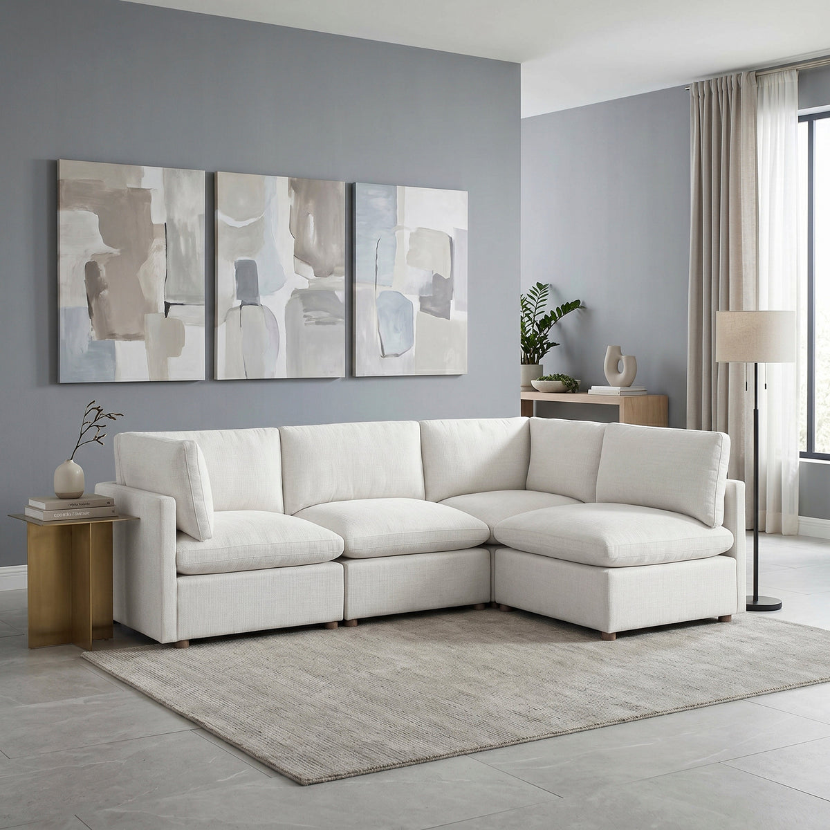 Annex Beige 4-Piece Chenille Modular Sectional by Homelegance at Eve Furniture