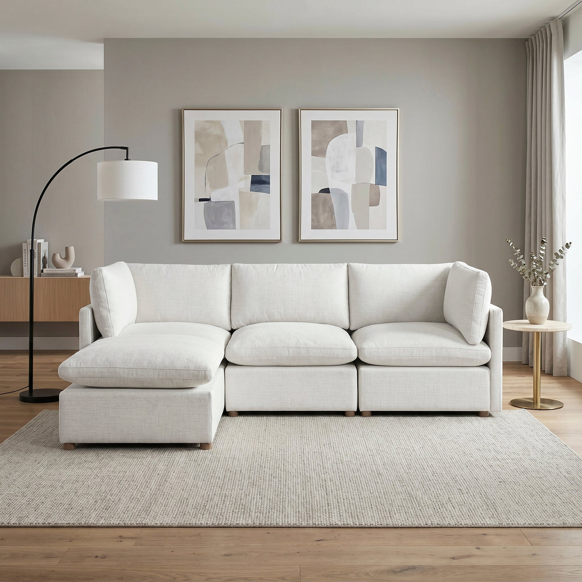 Annex Beige 4-Piece Chenille Modular Sectional with Ottoman by Homelegance at Eve Furniture