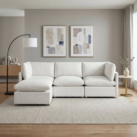 Annex Beige 4-Piece Chenille Modular Sectional with Ottoman by Homelegance at Eve Furniture