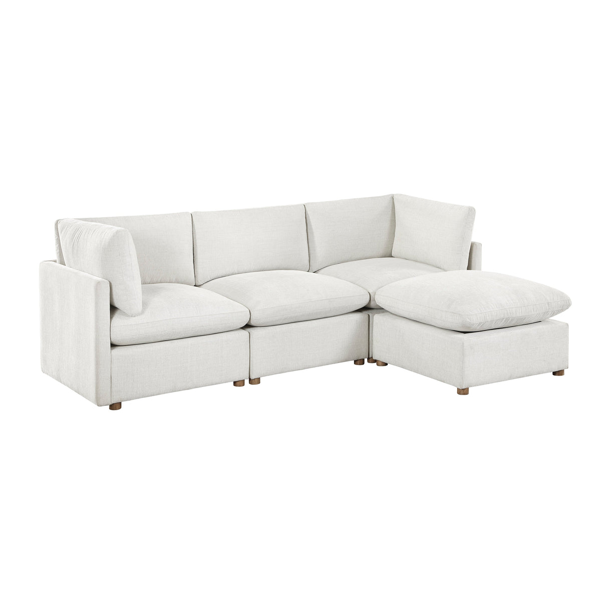 Annex Beige 4-Piece Chenille Modular Sectional with Ottoman by Homelegance at Eve Furniture
