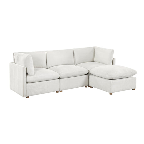 Annex Beige 4-Piece Chenille Modular Sectional with Ottoman by Homelegance at Eve Furniture