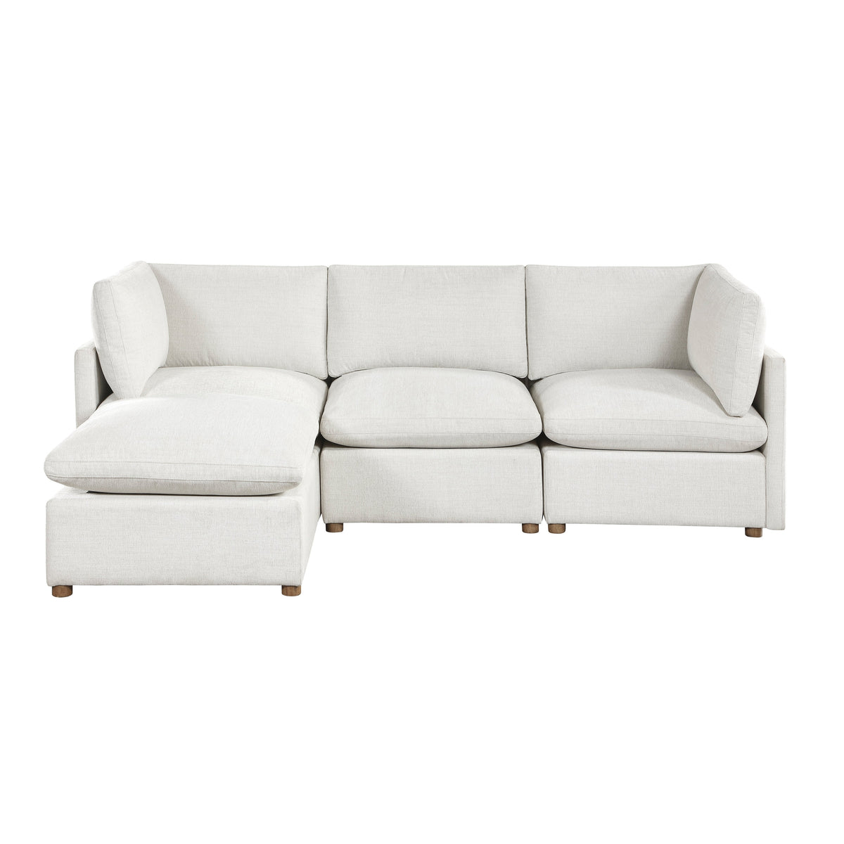 Annex Beige 4-Piece Chenille Modular Sectional with Ottoman by Homelegance at Eve Furniture