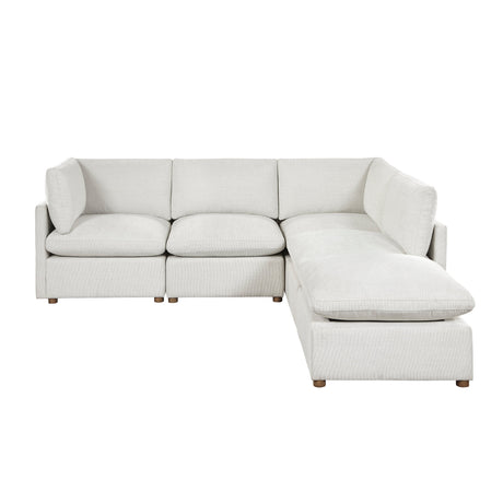Annex Beige 5-Piece Chenille Modular Sectional with Ottoman and Reversible Cushions by Homelegance at Eve Furniture