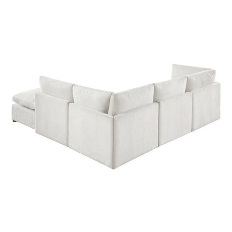 Annex Beige 5-Piece Chenille Modular Sectional with Ottoman and Reversible Cushions by Homelegance at Eve Furniture