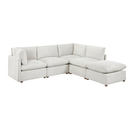 Annex Beige 5-Piece Chenille Modular Sectional with Ottoman and Reversible Cushions by Homelegance at Eve Furniture