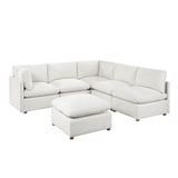 Annex Beige 5-Piece Chenille Modular Sectional with Ottoman by Homelegance at Eve Furniture