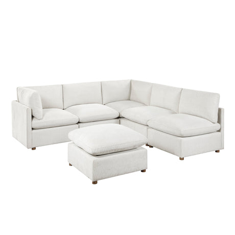 Annex Beige 5-Piece Chenille Modular Sectional with Ottoman by Homelegance at Eve Furniture