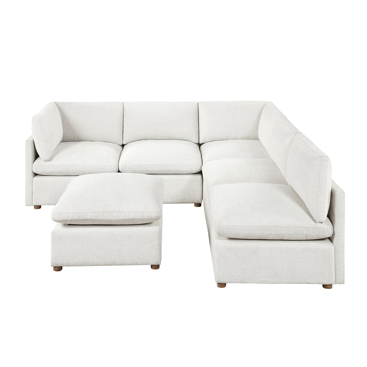 Annex Beige 5-Piece Chenille Modular Sectional with Ottoman by Homelegance at Eve Furniture