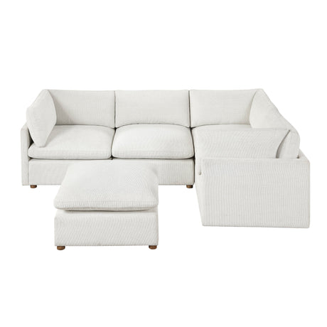 Annex Beige 5-Piece Chenille Modular Sectional with Ottoman by Homelegance at Eve Furniture