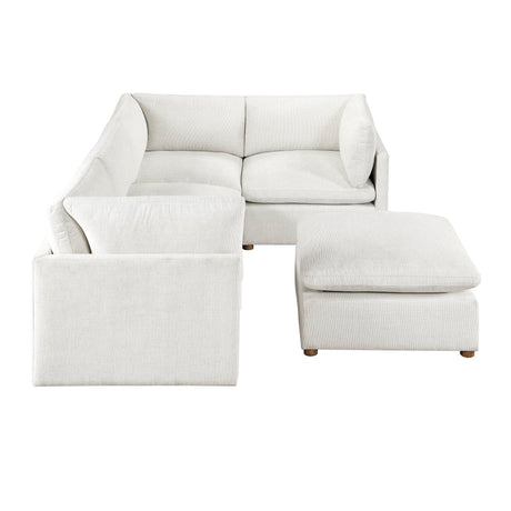 Annex Beige 5-Piece Chenille Modular Sectional with Ottoman by Homelegance at Eve Furniture
