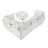 Annex Beige 5-Piece Chenille Modular Sectional with Ottoman by Homelegance at Eve Furniture