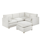 Annex Beige 5-Piece Chenille Modular Sectional with Ottoman by Homelegance at Eve Furniture