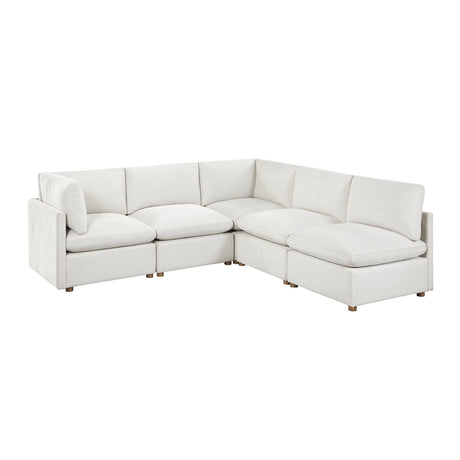 Annex Beige 5-Piece Chenille Modular Sectional with Two Corner Seats by Homelegance at Eve Furniture