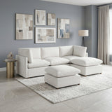 Annex Beige 5-Piece Chenille Modular Sectional with Two Ottomans by Homelegance at Eve Furniture