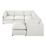 Annex Beige 6-Piece Chenille Modular Sectional with Reversible-Cushion Ottoman by Homelegance at Eve Furniture