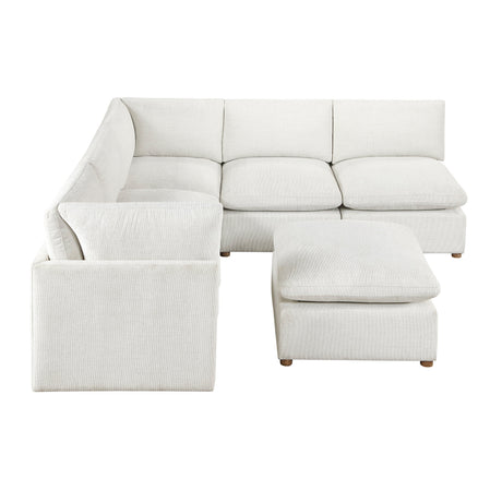 Annex Beige 6-Piece Chenille Modular Sectional with Reversible-Cushion Ottoman by Homelegance at Eve Furniture