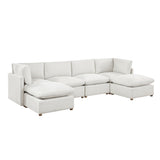 Annex Beige 6-Piece Chenille Modular Sectional with Two Ottomans by Homelegance at Eve Furniture