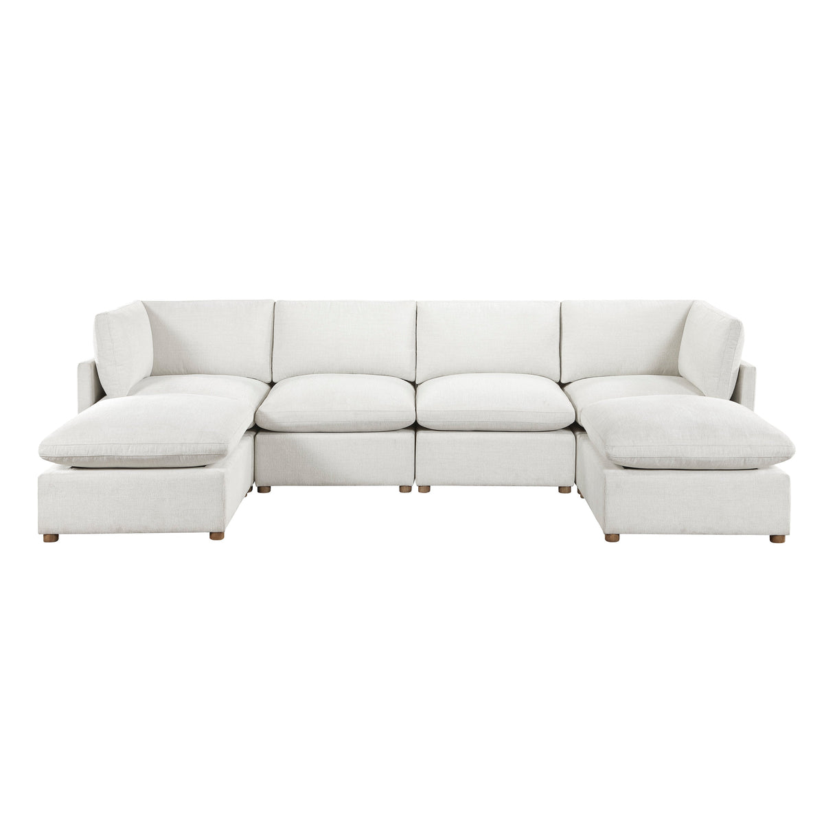Annex Beige 6-Piece Chenille Modular Sectional with Two Ottomans by Homelegance at Eve Furniture
